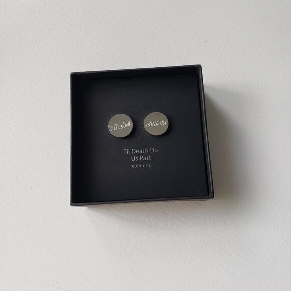 Cufflinks, Stainless Steel, Groom Gift. Till Death Do Us Part - Picture 3 of 7